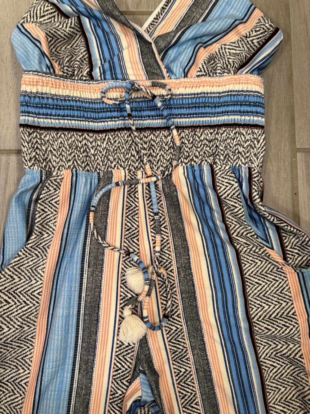 VENUS Blue & Cream Striped Halter Jumpsuit - Picture 4 of 8